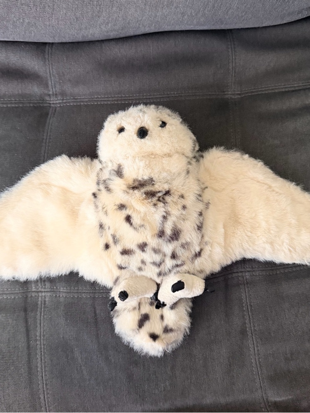 Plush Snowy Owl Stuffed Animal - Cream and Brown 1